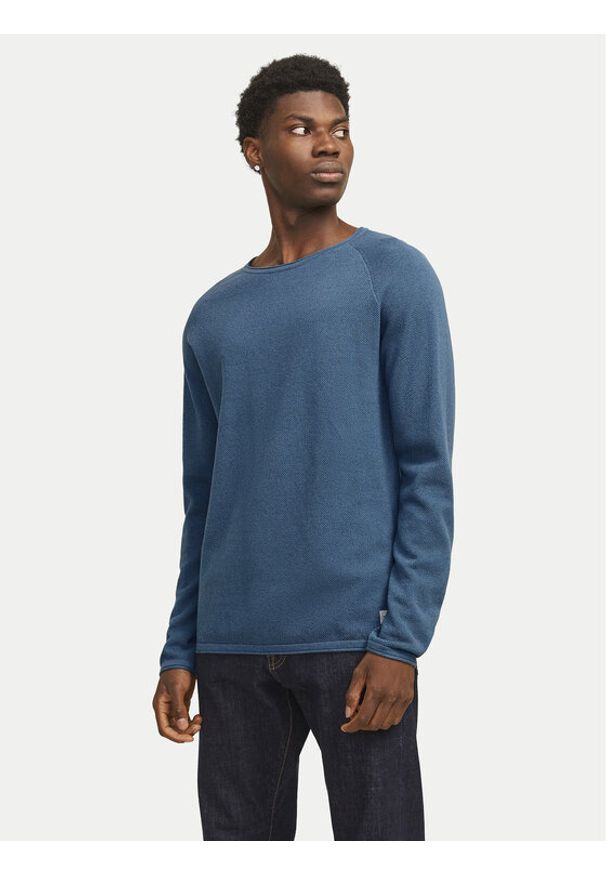 Jack & Jones Sweter Hill 12157321 Niebieski Regular Fit. Kolor: niebieski. Materiał: bawełna
