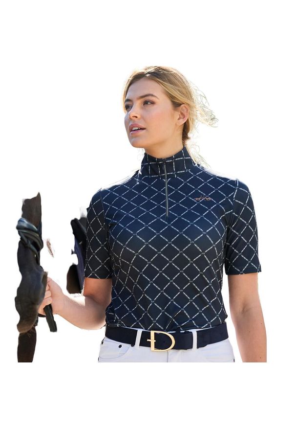 HV POLO - Damska koszulka do jazdy konnej HV Polo Jessy. Typ kołnierza: polo. Kolor: niebieski. Długość rękawa: długi rękaw