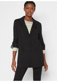 bonprix - Długi żakiet Punto di Roma z mieszanki wiskozy. Kolor: czarny. Materiał: wiskoza, dresówka. Długość: długie. Styl: klasyczny #1