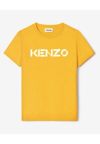 Kenzo - KENZO - Żółty t-shirt z logo. Okazja: na co dzień. Kolor: żółty. Materiał: bawełna. Wzór: aplikacja, nadruk. Styl: klasyczny, casual, sportowy #1
