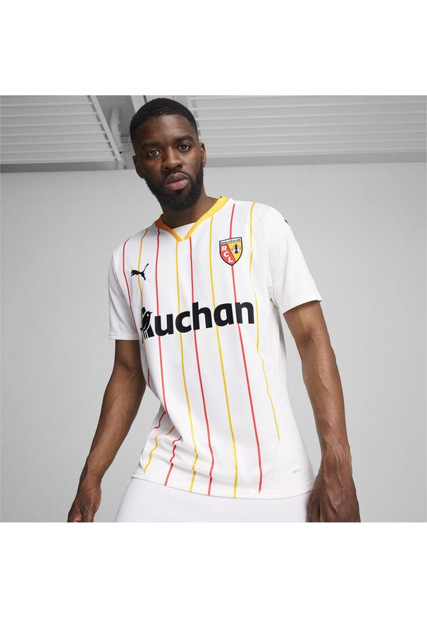 Puma - Męska koszulka RC Lens 24/25 PUMA White Pelé Yellow. Kolor: biały, wielokolorowy, żółty. Sport: piłka nożna