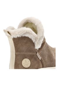 Beżowe Botki Rieker Ocieplane Buty Damskie. Kolor: beżowy. Materiał: skóra, futro. Wzór: aplikacja. Sezon: zima. Styl: elegancki #4