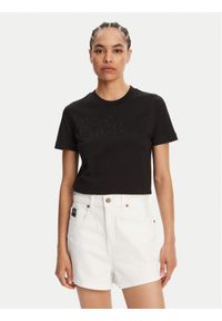 Versace Jeans Couture T-Shirt 78HAHS04 Czarny Regular Fit. Kolor: czarny. Materiał: bawełna