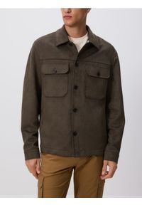 Reserved - Koszula z imitacji zamszu - zielony. Kolor: zielony. Materiał: zamsz #1