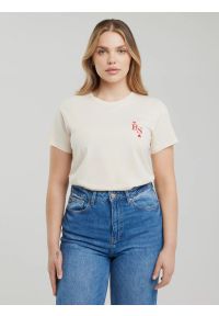 Big-Star - Koszulka damska z haftem na piersi kremowa Imeralda 102. Okazja: na co dzień. Kolor: kremowy. Materiał: bawełna, dzianina, jeans. Wzór: haft. Styl: casual #8