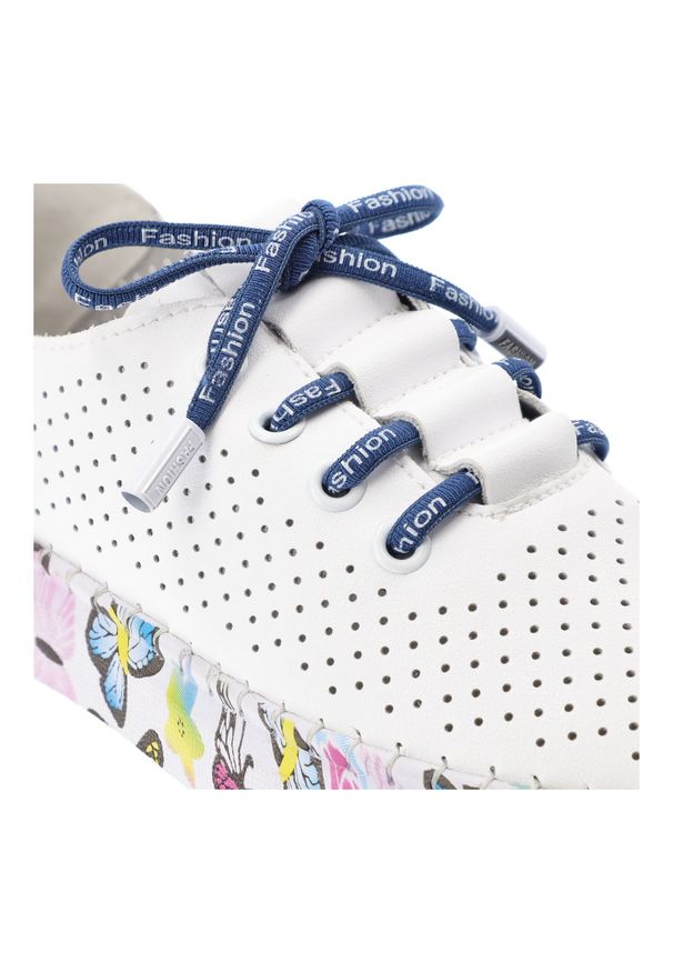 Białe Półbuty Artiker Stylowe Obuwie Damskie. Zapięcie: sznurówki. Kolor: biały. Materiał: skóra. Szerokość cholewki: normalna. Wzór: nadruk, aplikacja, kwiaty, kolorowy. Sezon: wiosna, lato. Styl: elegancki