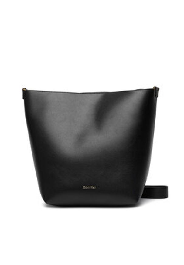 Calvin Klein Torebka Foil Logo Medium LV04F3736G Czarny. Kolor: czarny. Materiał: skórzane