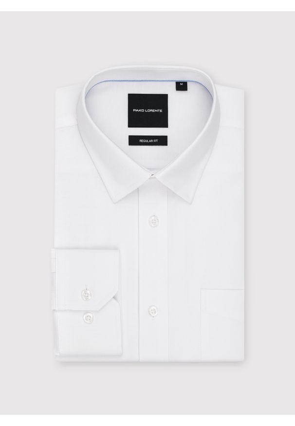 Pako Lorente - PAKO LORENTE – Biała koszula męska. Kolor: biały. Materiał: poliester, bawełna. Długość rękawa: długi rękaw. Długość: długie