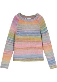 bonprix - Sweter z dzianiny o splocie grubych oczek. Kolor: różowy. Materiał: dzianina. Wzór: ze splotem #1