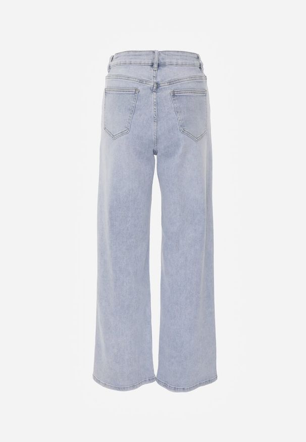 Renee - Niebieskie Szerokie Jeansy z Bawełny High Waist Vimalianna. Okazja: na co dzień. Stan: podwyższony. Kolor: niebieski. Styl: casual