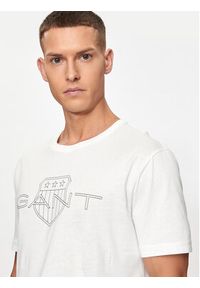 GANT - Gant T-Shirt Logo 2005143 Écru Regular Fit. Materiał: bawełna #5