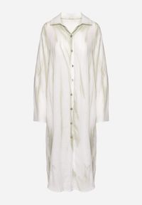 Born2be - Jasnozielona Sukienka Oversize o Koszulowym Fasonie Rarosa. Typ kołnierza: dekolt w serek. Kolor: zielony. Materiał: skóra. Typ sukienki: oversize, koszulowe. Styl: elegancki #6