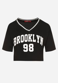 Born2be - Czarny Bawełniany T-shirt z Napisem Nitanelia. Okazja: na co dzień. Kolor: czarny. Materiał: bawełna. Wzór: napisy. Styl: casual #7