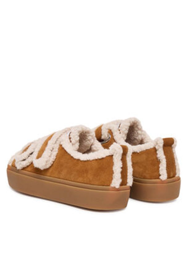 Inuikii Sneakersy Shearling Low Velcro 1001.001.0231 Brązowy. Kolor: brązowy. Materiał: skóra, zamsz