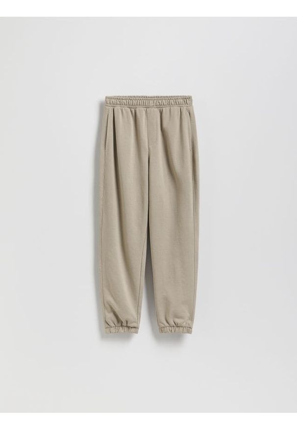Reserved - Bawełniane spodnie jogger - beżowy. Kolor: beżowy. Materiał: bawełna
