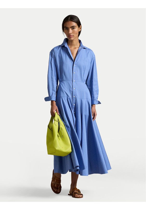 Polo Ralph Lauren Sukienka koszulowa 211A96356001 Błękitny Regular Fit. Typ kołnierza: polo. Kolor: niebieski. Materiał: bawełna. Typ sukienki: koszulowe