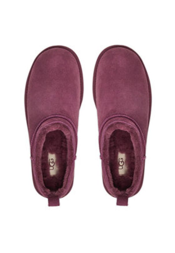 Ugg Śniegowce W Classic Micro 1173891 Bordowy. Kolor: czerwony. Materiał: zamsz, skóra