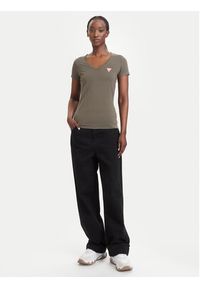 Guess T-Shirt W2YI45 J1314 Khaki Slim Fit. Kolor: brązowy. Materiał: bawełna #5