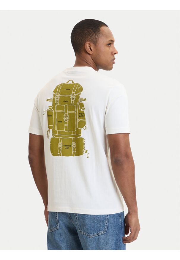 Napapijri T-Shirt S-Flint NP0A4FZZ Écru Regular Fit. Materiał: bawełna