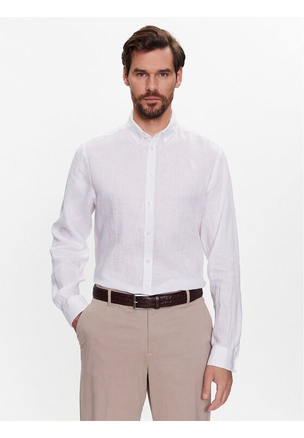 Koszula Casual Friday. Okazja: na co dzień. Kolor: biały. Materiał: len. Styl: casual