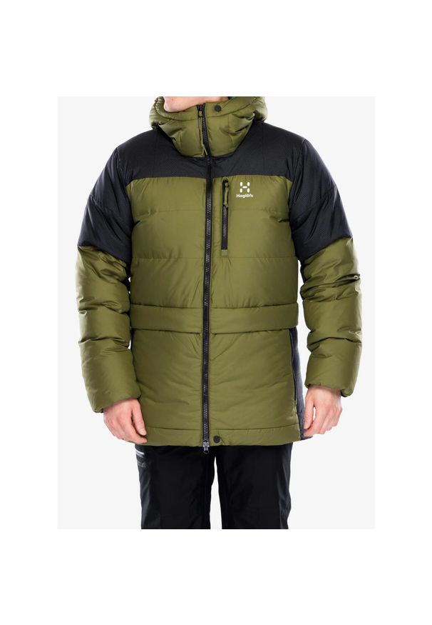 Haglöfs - Kurtka puchowa męska Haglofs Riksgransen Down 850 Hood. Kolor: zielony. Materiał: puch. Sezon: zima. Sport: narciarstwo