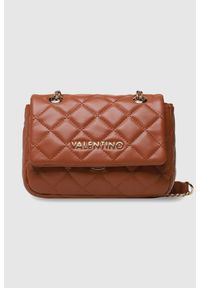 Valentino by Mario Valentino - VALENTINO Pikowana mała brązowa torebka ocarina satchel. Kolor: brązowy. Materiał: pikowane. Rozmiar: małe #1