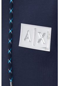 Armani Exchange Bluza bawełniana 3LYM55.YJ6UZ damska kolor granatowy z kapturem z aplikacją. Okazja: na co dzień. Typ kołnierza: kaptur. Kolor: niebieski. Materiał: bawełna. Wzór: aplikacja. Styl: casual #2