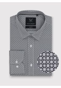 Pako Lorente - PAKO LORENTE – Ciemna koszula męska w geometryczny wzór. Materiał: bawełna, elastan. Długość rękawa: długi rękaw. Długość: długie. Wzór: geometria #2
