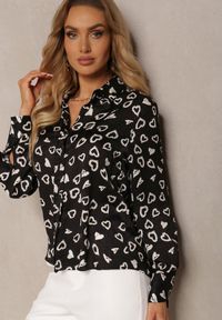 Renee - Czarna Casualowa Koszula z Guzikami Aianeva. Okazja: na co dzień. Typ kołnierza: kołnierzyk klasyczny. Kolor: czarny. Materiał: jeans. Styl: casual #3