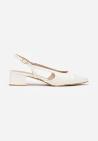 Born2be - Białe Eleganckie Sandały na Klockowym Obcasie z Lakierowanym Noskiem Brizthine. Okazja: na co dzień, do pracy, na spotkanie biznesowe. Zapięcie: pasek. Kolor: biały. Materiał: lakier. Obcas: na obcasie. Styl: elegancki. Wysokość obcasa: średni #9