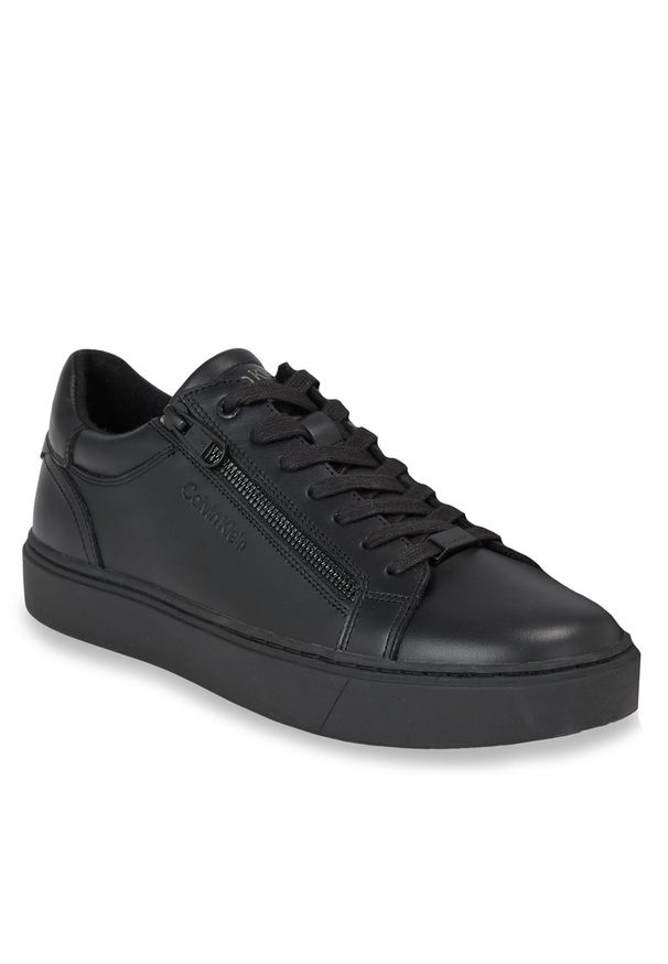 Sneakersy Calvin Klein Low Top Lace Up W/Zip Rubb HM0HM01268 Triple Black 0GJ. Kolor: czarny