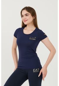 EA7 Emporio Armani - EA7 Granatowy damski t-shirt, Rozmiar M. Kolor: niebieski