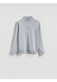 Reserved - Sweter z rozpinanym golfem - jasnoszary. Typ kołnierza: golf. Kolor: szary. Materiał: dzianina
