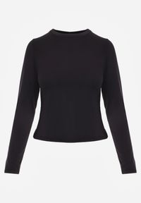 Born2be - Czarna Gładka Bluzka z Długim Rękawem z Bawełną Moaneta. Okazja: na co dzień. Kolor: czarny. Materiał: bawełna. Długość rękawa: długi rękaw. Długość: długie. Wzór: gładki. Styl: casual, elegancki, klasyczny #5