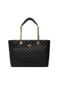 Guess - GUESS Czarna torebka Giully Tote. Kolor: czarny. Materiał: skórzane. Styl: elegancki #4