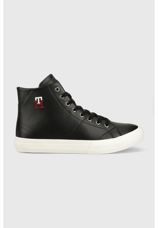 TOMMY HILFIGER - Tommy Hilfiger sneakersy skórzane TH HI VULC STREET LEATHER kolor czarny FM0FM04739. Kolor: czarny. Materiał: skóra