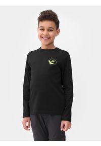 4F JUNIOR - Longsleeve z nadrukiem chłopięcy. Kolor: czarny. Materiał: bawełna. Długość rękawa: długi rękaw. Wzór: nadruk