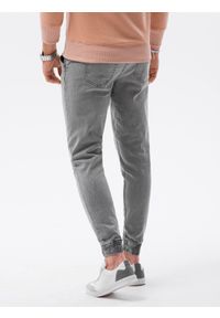 Ombre Clothing - Spodnie męskie jeansowe joggery P1027 - szare - XXL. Kolor: szary. Materiał: jeans. Styl: klasyczny #5