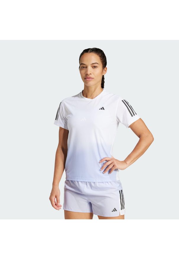 Adidas - Koszulka Own the Run CLIMACOOL Colorblock. Kolor: fioletowy, biały, wielokolorowy. Technologia: ClimaCool (Adidas). Sport: bieganie