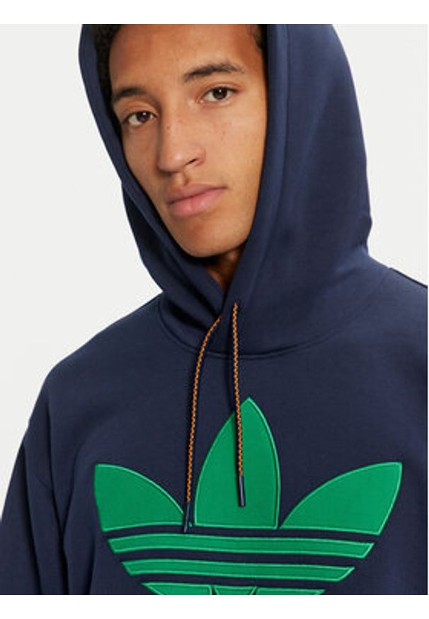 Adidas - adidas Bluza JN5968 Granatowy Loose Fit. Kolor: niebieski. Materiał: bawełna