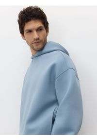 Reserved - Gładka bluza z kapturem - turkusowy. Typ kołnierza: kaptur. Kolor: turkusowy. Materiał: dzianina, bawełna. Wzór: gładki #1