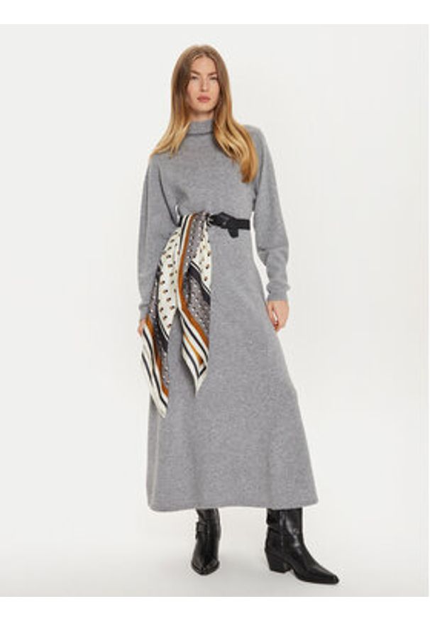 MAX&Co. Sukienka dzianinowa 2426326014200 Szary Regular Fit. Kolor: szary. Materiał: wełna