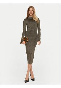 MICHAEL Michael Kors Sukienka dzianinowa MF482KPAFB Złoty Slim Fit. Kolor: złoty. Materiał: wiskoza #3