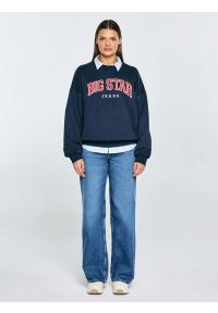 Big-Star - Bluza damska z logo BIG STAR granatowa Rubena 403. Okazja: na co dzień. Kolor: niebieski. Materiał: dzianina, denim, materiał, tkanina. Długość rękawa: długi rękaw. Długość: długie. Wzór: aplikacja. Styl: klasyczny, casual, sportowy #6