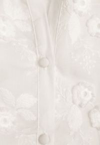 Born2be - Biała Koszula z Haftowanej Tkaniny z Guzikami Blariana. Kolor: biały. Materiał: tkanina. Wzór: haft. Styl: elegancki #7