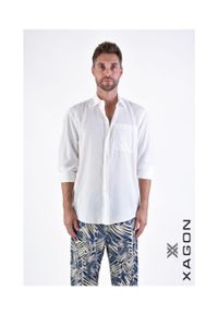 Xagon Koszula "Manica" | P24042ALONGL | Mężczyzna | Biały. Okazja: na co dzień. Kolor: biały. Materiał: bawełna, len, lyocell. Styl: casual, elegancki #3