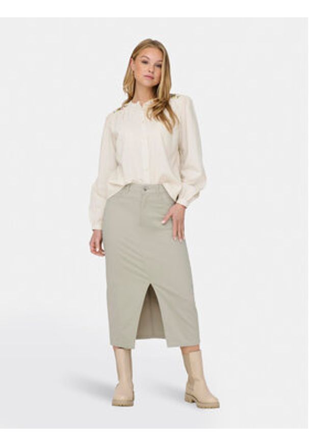only - ONLY Spódnica jeansowa Lola 15318146 Beżowy Regular Fit. Kolor: beżowy. Materiał: bawełna