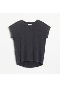 Reserved - Bawełniany t-shirt z efektem sprania - Szary. Kolor: szary. Materiał: bawełna #1