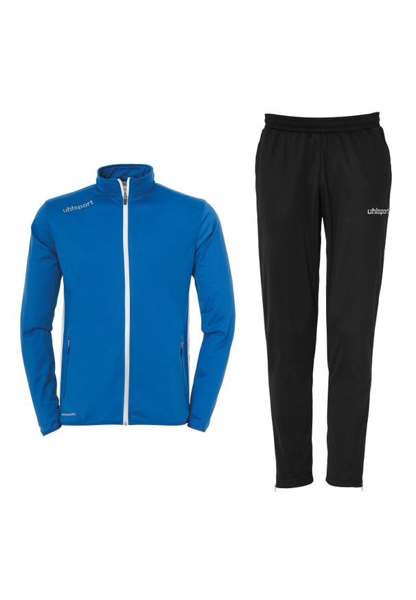 UHLSPORT - Dziecięca klasyczna dresowa góra i dół Uhlsport Essential. Kolor: niebieski, biały, wielokolorowy. Materiał: dresówka. Sport: piłka nożna
