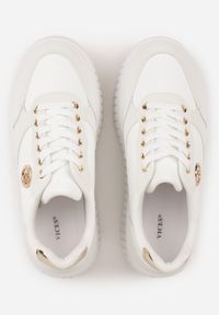 Born2be - Białe Sneakersy VICES na Żłobionej Podeszwie Zdobione Elegancką Aplikacją Lunatea. Okazja: na co dzień. Kolor: biały. Materiał: jeans. Wzór: aplikacja #8